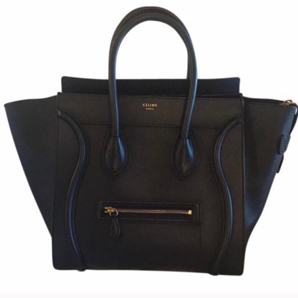 Celine Handbags - Navy Celine luggage bag mini smooth leather FIRM*